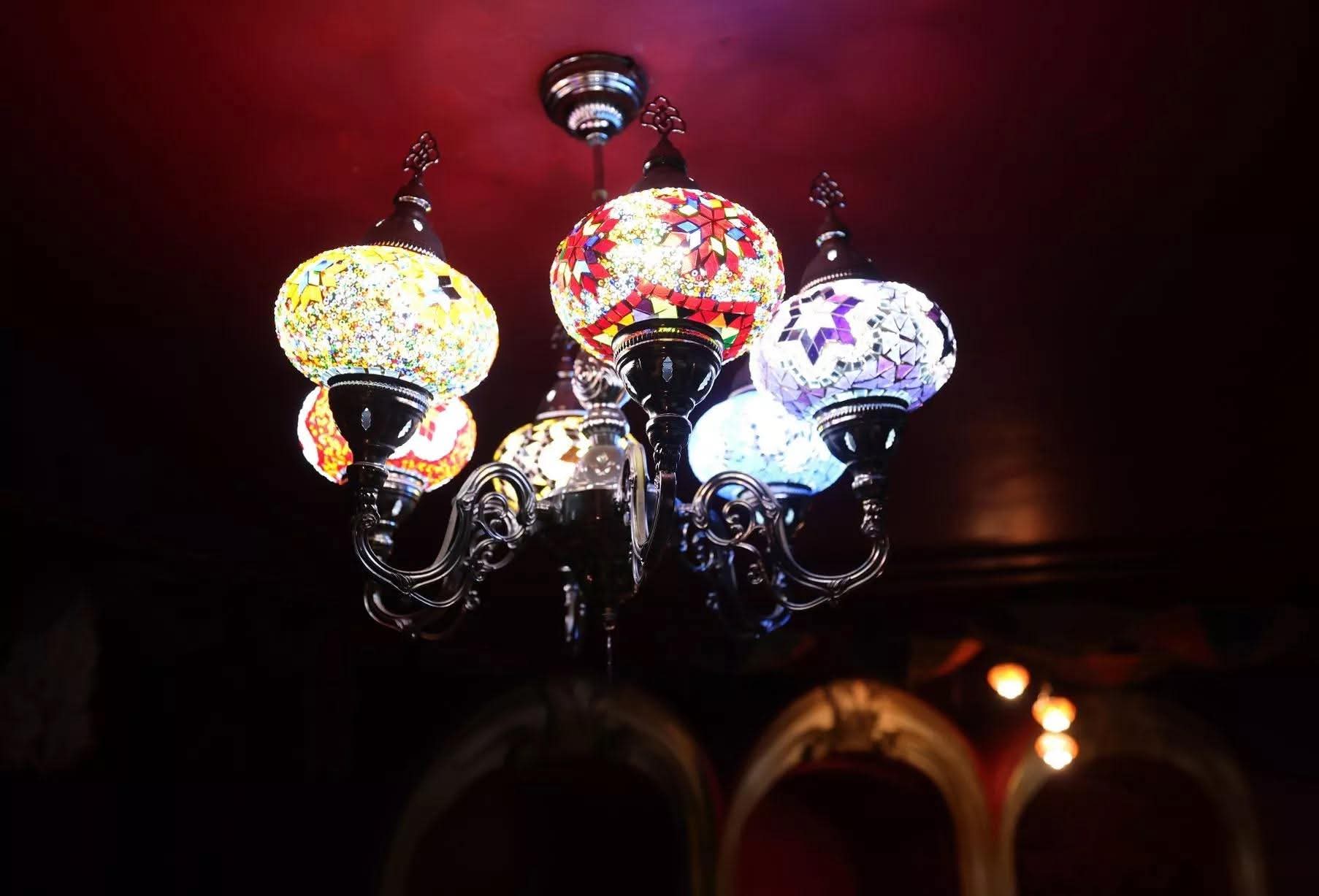 Colourful mosaic chandelier